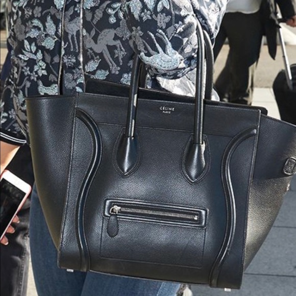 Celine Luggage Tote Black Calfskin Leather Satchel - Picture 2 of 5